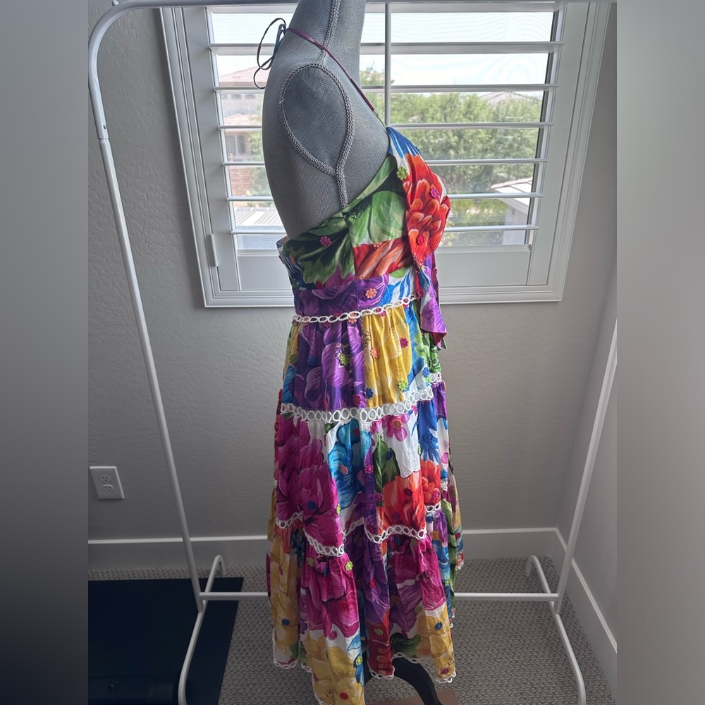 💕SOLD💕NWT Anthropologie Farm Rio Rainbow Chita Flower MIDI Dress - Picture 12 of 16